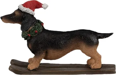 Produktbild von Clayre & Eef Weihnachtsdekorationsfigur Hund Dackel 10x3x7 cm Braun Polyresin