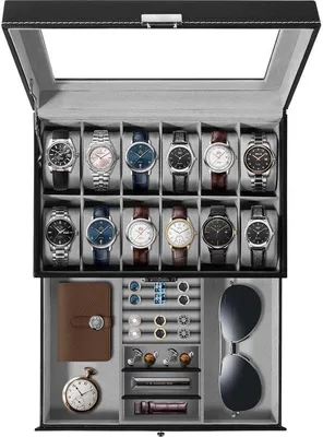 Immagine prodotto di Scatola porta orologi Uten per 12 orologi - Portagioie da uomo e da donna - Valigetta porta orologi - Per la casa (37,50)