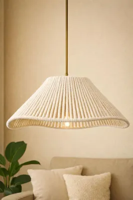 Produktbild von Opviq, Hochwertige Pendelleuchte, Ecru, Ø40 h:15 cm | Verstellbare Höhe 16-52 cm, IP20 | 1 x E27 Max 40 W, Kunststoffkörper, Macrame-Kappe | Modernes skandinavisches Design.