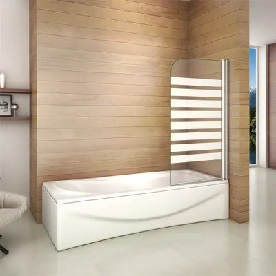 Produktbild von 80x140cm Rechts Montage Badewannenaufsatz Teilsatiniert Duschwand 6mm NANO Glas Trennwand Duschabtrennung