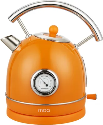 Produktbild von MOA Wasserkocher Retro - 1,8 Liter - Elektrischer Wasserkocher - Anti-Kalk-Filter - BPA-frei - Edelstahl - 2200W - Orange