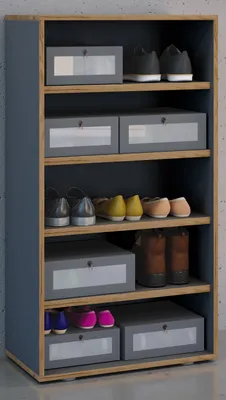 Produktbild von VCM Holz Schuhregal | Maße ca. H. 110 x B. 60 x T. 33 cm | Schuhkommode mit 5 Fächer | Schuhschrank - Salia 5fach B. 60 cm