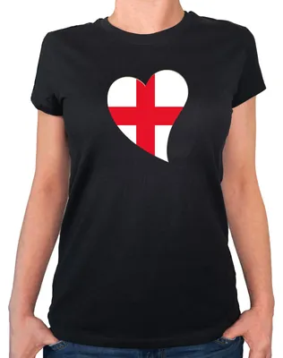 Produktbild von Huuraa Damen T-Shirt England Flagge Herz L Black Bio Baumwolle Fairtrade Damenshirt Geschenkidee