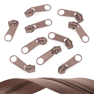 10 Reißverschluss Zipper für Endlosreißverschluss, 5mm, beige