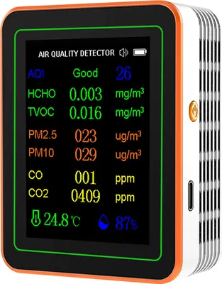 Produktbild von miernik jakości powietrza 10 w 1 PM2.5 PM10 CO CO2 TVOC HCHO AQI Tester temperatury, wilgotności i widoku krzywej Urządzenie do pomiaru CO2 z 2,8-calowym kolorowym wyświetlaczem TFT Detektor dwutlenku węgla