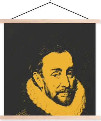Produktbild von MuchoWow® Textilposter Wilhelm von Oranien - Kunst - Gemälde 40x40 cm mit holzfarbenen Rahmen - Posterleiste