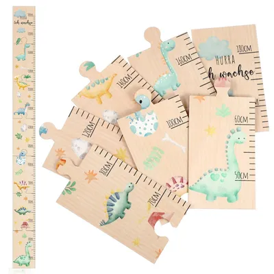 Image de Omgoods - Thermomètre en bois pour enfants, avec motif de dinosaure