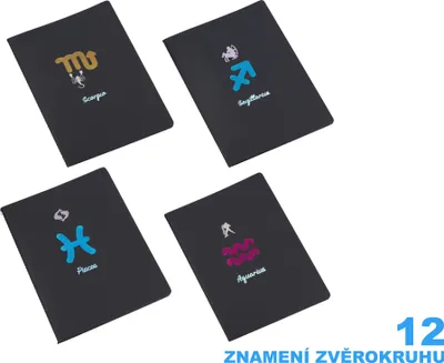 Immagine prodotto di Taccuino 18,5x25,5 cm, 26 pagine nere a righe - Zodiaco
