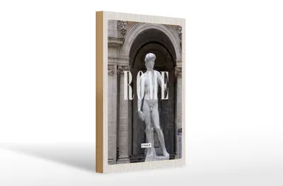 Produktbild von Holzschild Reise 20x30cm Rom Italien Statue Urlaub Reiseziel