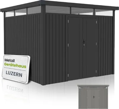 Produktbild von Juskys Metall Gerätehaus Luzern Pro 8,6 m² - wetterfest & abschließbar - Anthrazit