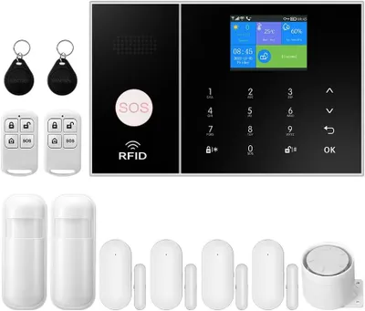 Image de Kit d'alarme domestique sans fil 4G et WiFi, comprenant 12 pièces, avec contrôle via application et détecteur de mouvement