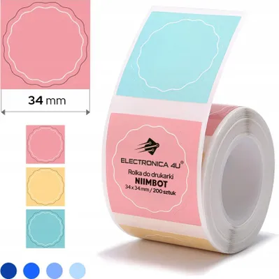 Produktbild von Selbstklebende Etiketten, Thermodruck, Niimbot B1, B4, B21, B3S, B31, 34x34 mm