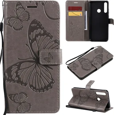 Produktbild von Mobigear Butterfly  Huawei Y6p Hülle Klapphülle Geldbörse - Grau