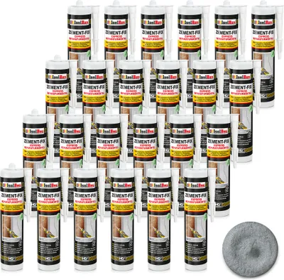 Produktbild von Isolbau Zement-Fix 24 x 300 ml Betongrau Express Reperaturmörtel - Dichtungsmasse für Fugen & Risse im Innen- & Außenbereich, Kartusche