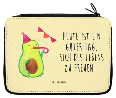 Produktbild von Mr. & Mrs. Panda Mäppchen Avocado Party - Gelb Pastell - Geschenk, Geburtstag, Federmappe, Schulmäppchen, Schlampermäppchen, Happy Birthday, Etui, für Stifte