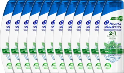 Productafbeelding van Head & Shoulders Menthol Fresh 2-in-1 anti-roos shampoo en conditioner – 12 x 270 ml – voordeelverpakking