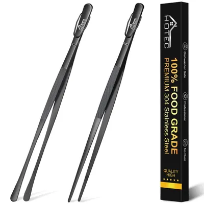 Obrázek produktu pro Kuchyňské kleště z nerezové oceli, 2 kusy - 30 cm, černá barva