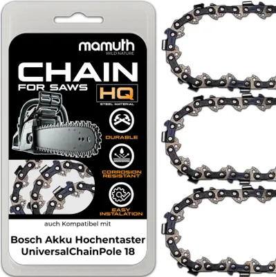 Obrázek produktu pro 3x pilový řetěz 20cm 1,1mm 3/8" 33TG pro tyčový prořezávač Bosch UniversalChainPole 18