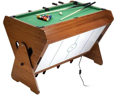 A multi-game table with a pool table on top and an air hockey table on the side.