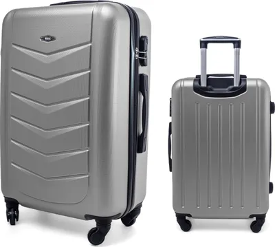 Two suitcases, one larger and one smaller, are shown against a white background. The larger suitcase is shown from the front-left, and the smaller suitcase is shown from the back-right with its handle extended.