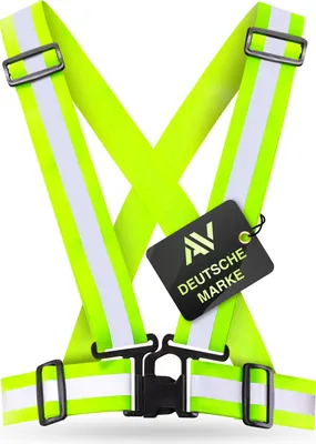Produktbild von AVANA Warnweste reflektierende Sicherheitsweste einstellbare Reflektorweste Fahrrad Weste Joggen für Erwachsene & Jugendliche - Neon Gelb