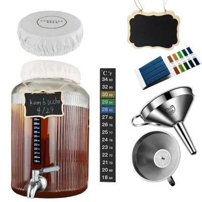 Kombucha-Brauset 5,5L mit Hahn, Trichter & Zubehör