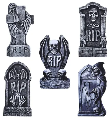 5 Halloween-Grabsteine aus Schaumstoff, 30x20 cm, Friedhofsdeko
