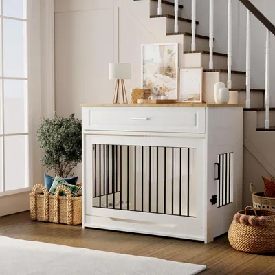 Productafbeelding van Hondenbench - Hondenkooi - Hondenkennel - Huisdierbench - Hondenkooi Meubel - Multifunctionele Schuifdeuren