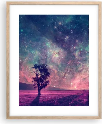 Produktbild von Gerahmtes Poster - Rahmen in heller Eiche - Kosmos Baum Wiese - 40x50 cm - Wand Bild - Wanddeko - Wandbilder - Wandposter - Bilderrahmen - Bilder - Kunstdruck - Wandbild - P2NPA40x50-4225