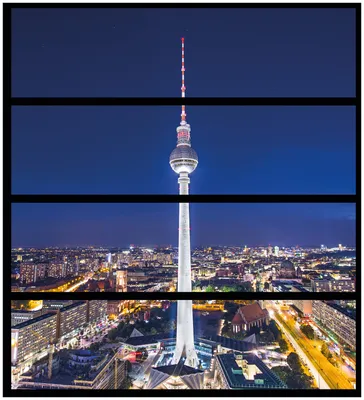 Produktbild von Wallario Möbelfolie / Aufkleber, geeignet für Ikea Malm Kommode mit 4 Schubfächern - Fernsehturm Berlin bei Nacht