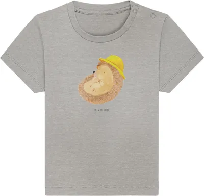 Produktbild von Mr. & Mrs. Panda Babyshirt Igel Beten 0. - 6. Monat - Heather Grey - Geschenk,  Baby Shirt, Dankbarkeit, Genießen, Kleinkind T-Shirt, Öko, Leben, Jerseyshirt, Amen