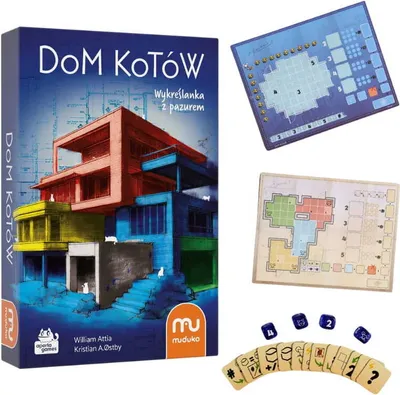 Produktbild von Muduko | Brettspiel "Dom Kotów" - 10+ Jahre - für 1-6 Spieler - strategische Würfelspielerei - spannende Herausforderungen