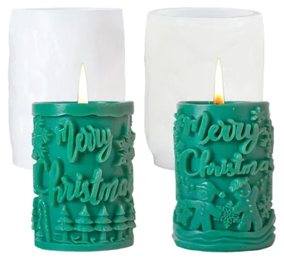 Produktbild von Silikonform Weihnachten 2er Set Kerzen Selber Machen Tannenbaum Schneemann Gießform DIY