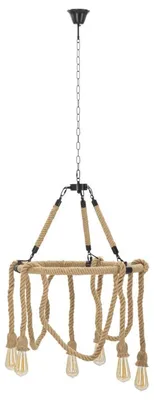 Obrázek produktu pro Lustr s provazovým kruhem z kovu a provazu ve stylu boho chic, Ø 64 × 90 cm