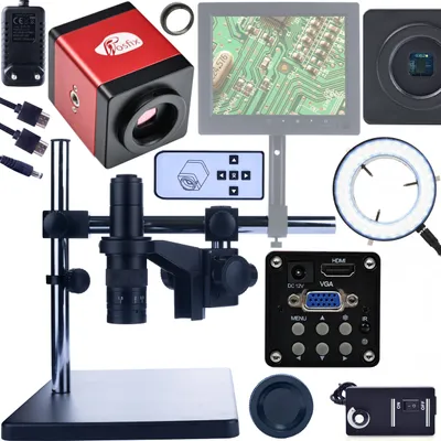 Produktbild von Rosfix Digitalmikroskop mit verstellbarem Arm Earth Pro MCEP-0.5X-PZRR + Rosfix verstellbare Mikroskopbeleuchtung 56xLED + Draco Red Mikroskopkamera