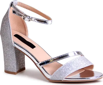 Produktbild von topschuhe24 2288 Damen Glitzer Riemchen Pumps Sandaletten, Farbe:Silber, Größe:36 EU