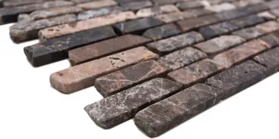 Produktbild von Handmuster Mosaik Fliese Marmor Naturstein Brick Impala braun geflammt MOS40-1304_m