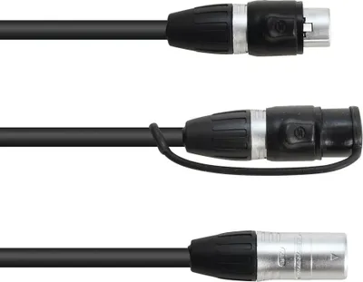 Imagen del producto de Cable adaptador EUROLITE DMX, conector IP XLR de 3 pines (macho) y 2 conectores IP XLR de 3 pines (hembra) (30227869)
