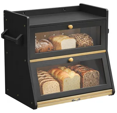 Bambus-Brotkasten doppellagig 40 L mit Acryltür
