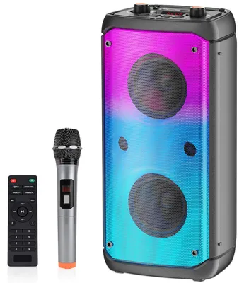 Produktbild von Bluetooth-Lautsprecher Tragbarer Lautsprecher - Mit Mikrofon - Mit LED-Beleuchtung - Für zu Hause und unterwegs