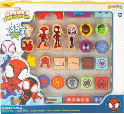 Obrázek produktu pro Dřevěná herní sada pro děti, téma Marvel Pidey, zábavné a odolné