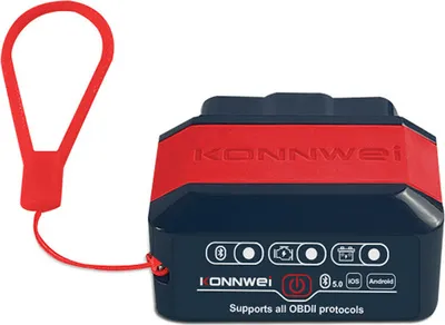 Image de （Rouge）KONNWEI Appareil de diagnostic OBD2 pour voiture - Scanner OBD sans fil Bluetooth 5.2, lecteur de code d'erreur pour iOS, Android et Windows - Système OBDII complet, outil de diagnostic de véhicule