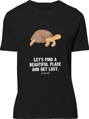 Produktbild von Mr. & Mrs. Panda Größe L T-Shirt Schildkröte Marschieren - Schwarz - Geschenk, mit Spruch, Shirt, Lieblingsmensch, Abenteuer, Meer, Schildkröten, Reiselust, Tshirt