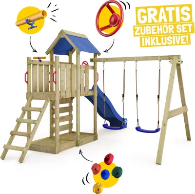 Produktbild von Spielturm Wickey MultiFlyer mit Schaukel und Rutsche in Blau