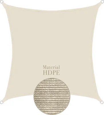 Produktbild von Sonnensegel 3x3m quadratisch - Creme weiß - 100% HDPE - luftdurchlässig - Garten Terrassen Sonnenschutz - anndora - cream