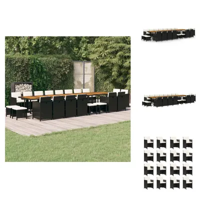 Produktbild von vidaXL 21-tlg. Garten-Essgruppe mit Kissen Schwarz Poly Rattan -  Gartenmöbel-Sets
