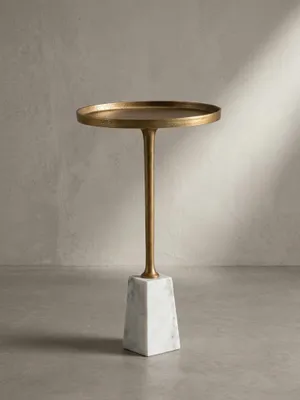 Zdjęcie produktu dla Stolik boczny z prawdziwego marmuru metalowego 34x34x58 cm stolik boczny złoty biały, mały stolik boczny okrągły, stolik do salonu kanapa nowoczesny, stolik marmurowy wysoki