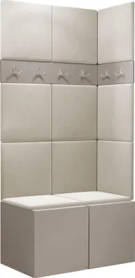 Produktbild von MIRJAN24 Garderoben-Set Orion I, Garderobe mit Sitzbank mit 11 x Wandpanel 42x42 (Farbe: Cashmere, Manila 02)