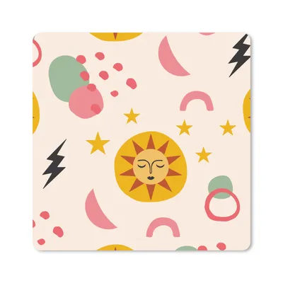 Produktbild von MuchoWow® Mauspad Mousepad Sonne - Mond - Muster 20x20 cm - Mousepads - Maus Mat - Pad - Mausunterlage - Desk Mat - Bureauartikeln