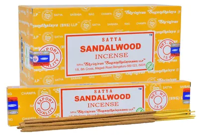 Imagen del producto de Satya - Palitos de incienso de sándalo, 10 unidades, 22 cm - Sándalo sagrado auténtico - Balsámico y con un aroma que conecta con la tierra, ideal para la meditación - India